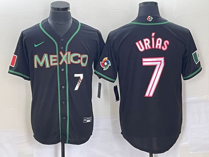 Men 2023 World Cub Mexico 7 Urias Black white Nike MLB Jersey33